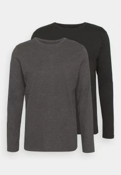 Pier One 2 Pack - Camiseta De Manga Larga - Dark Grey/Black -Tienda De Hombres Con Estilo 007c88127656457c8f19869283e98031