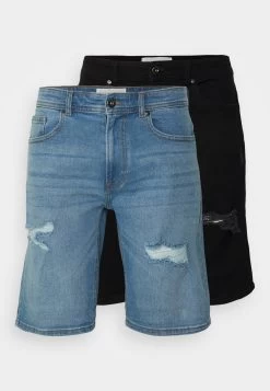 Pier One Unisex 2 Pack - Shorts Vaqueros - Blue/Black Denim -Tienda De Hombres Con Estilo 07a2a099e2d644ab8c70e05709f387ae