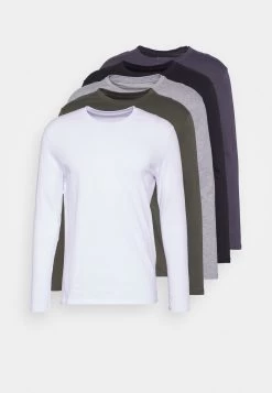 Pier One 5 Pack - Camiseta De Manga Larga - Black/White/Olive -Tienda De Hombres Con Estilo 1811e4e1633c4594abae2f43c4e4d170