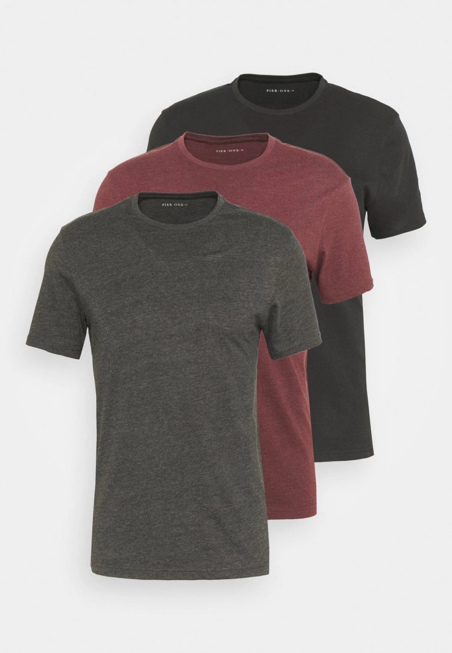 Pier One 3 Pack - Camiseta Básica - Black/Mottled Dark Grey/Bordeaux 9 Pier One 3 Pack - Camiseta Básica - Black/Mottled Dark Grey/Bordeaux - Imagen 7