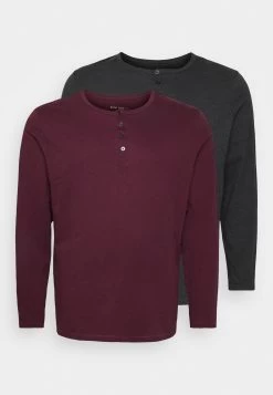 Pier One 2 Pack - Camiseta De Manga Larga - Dark Grey/Red -Tienda De Hombres Con Estilo 4089c74a99f34581929abbbd5c30a0e5