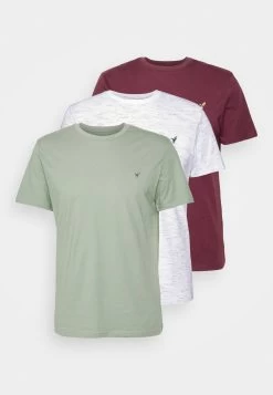 Pier One 3 Pack - Camiseta Básica - Off-White/Bordeaux/Mint -Tienda De Hombres Con Estilo 7f1520e84b4b4a0887f6c635d2c31b24