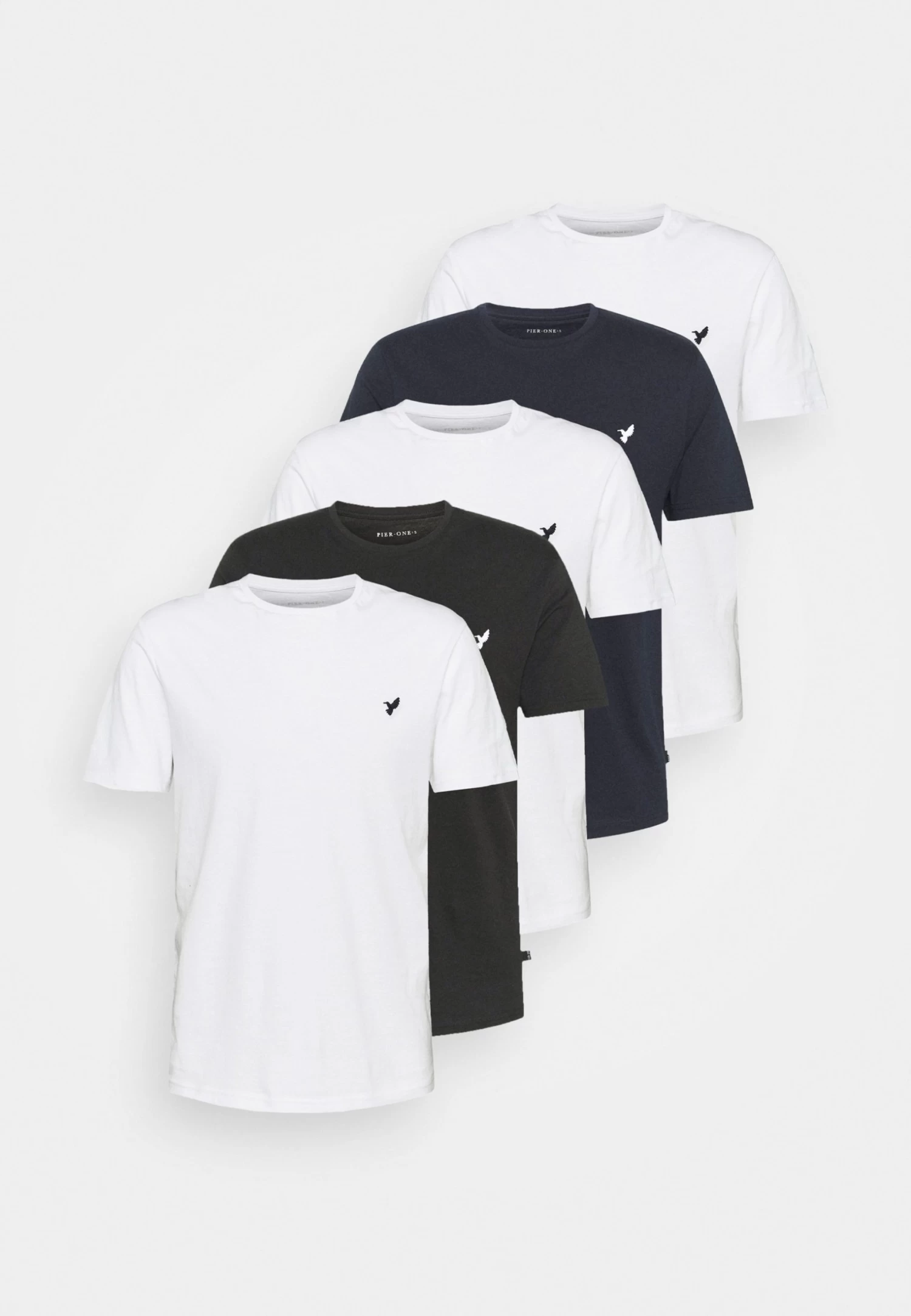 Pier One 5 Pack - Camiseta Básica - White/Black/Dark Blue 9 Pier One 5 Pack - Camiseta Básica - White/Black/Dark Blue - Imagen 7