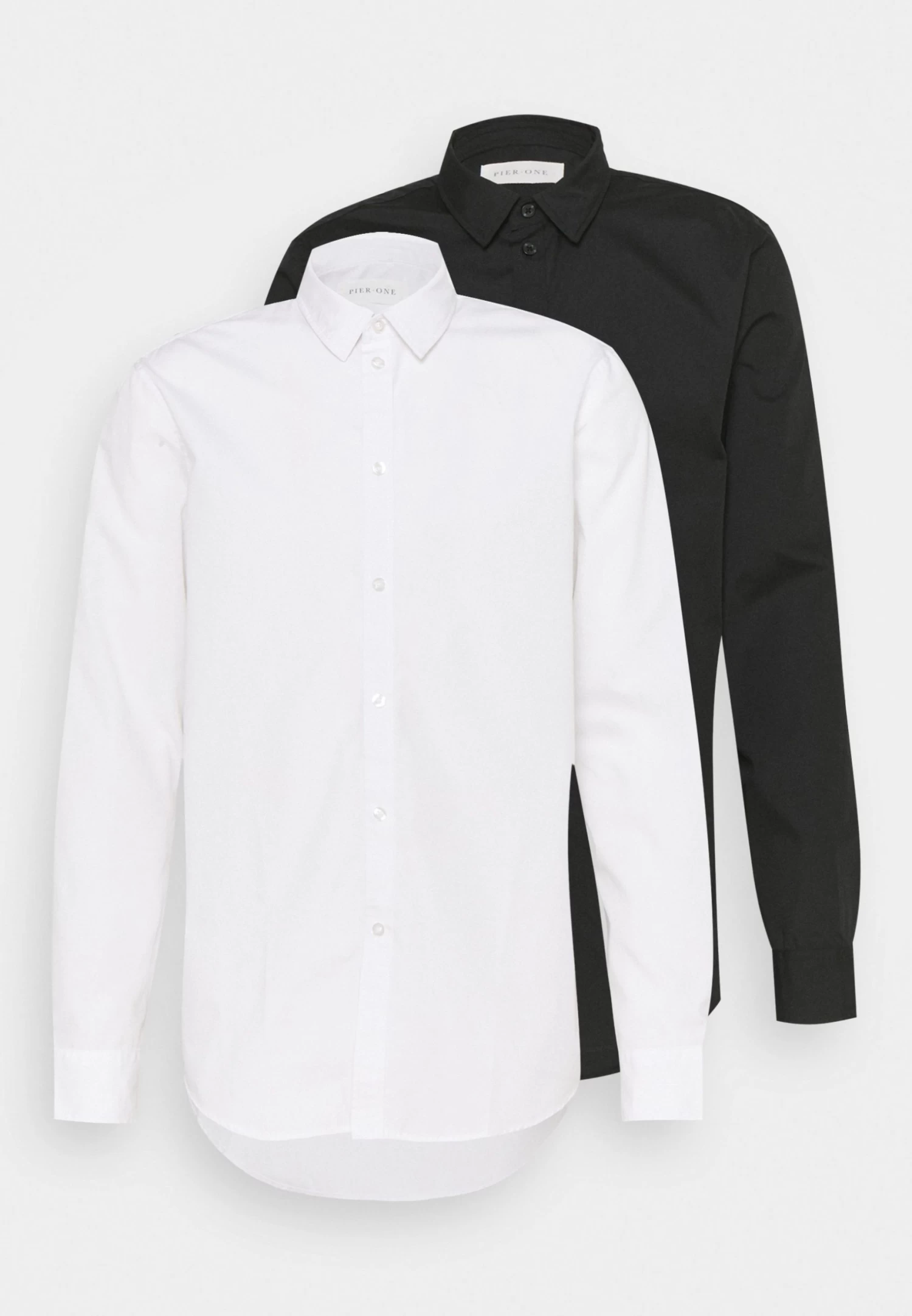 Pier One 2 Pack - Camisa Elegante - White/Black 3 Pier One 2 Pack - Camisa Elegante - White/Black