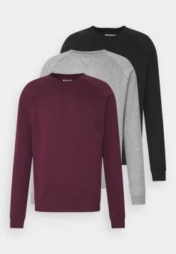 Pier One 3 Pack - Sudadera - Bordeaux/Black/Grey