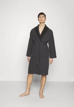Pier One Shawl Towel Bathrobe - Albornoz - Dark Grey