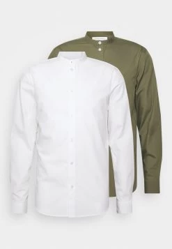 Pier One 2 Pack - Camisa - White/Olive -Tienda De Hombres Con Estilo 988021f1de6844419b87bca9699448ac