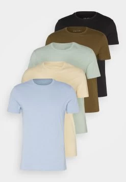 Pier One 5 Pack - Camiseta Básica - Black/Light Blue/Khaki/Mint/Beige -Tienda De Hombres Con Estilo aca2b3bc697c479e9ac206d11e42c90c