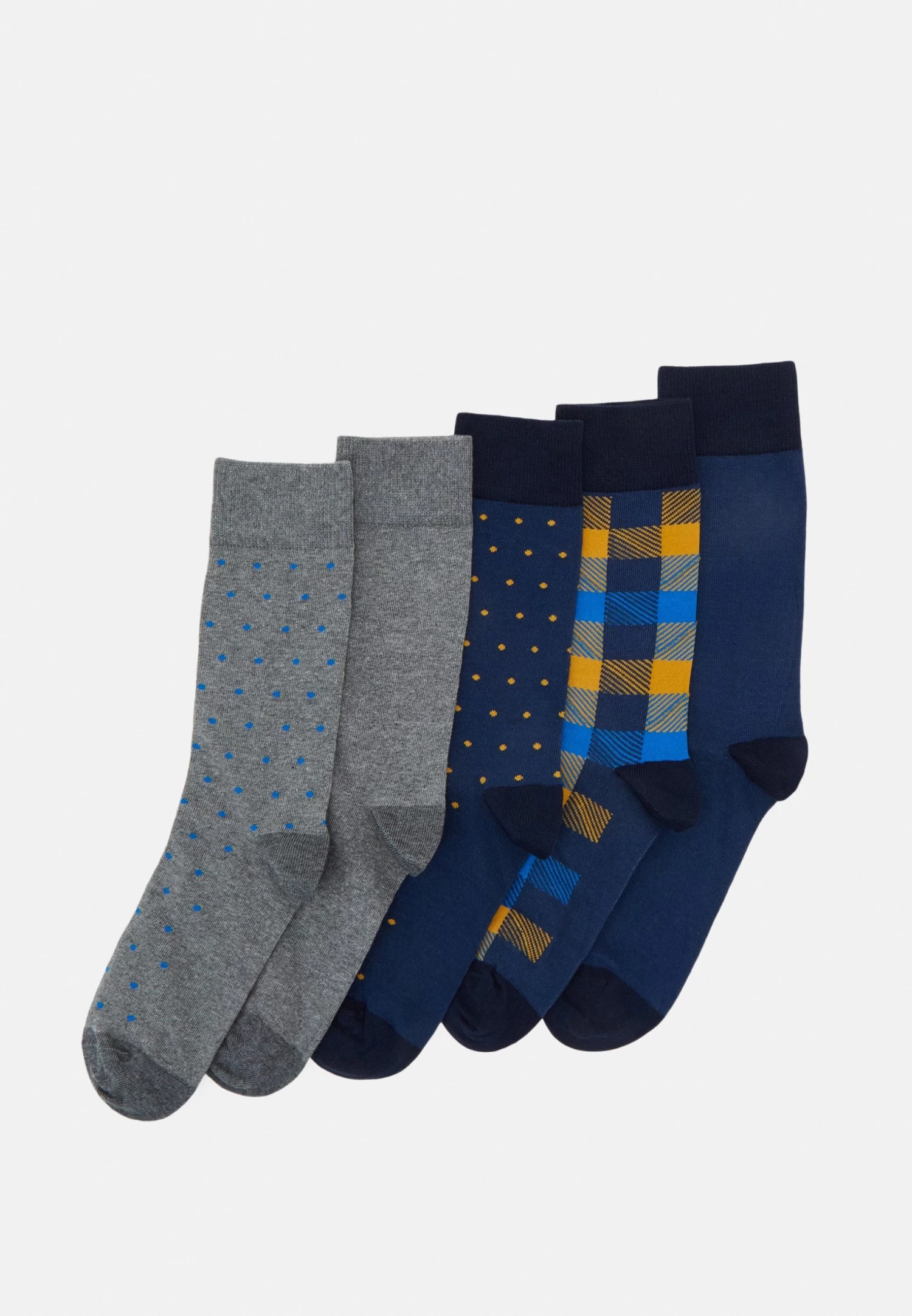 Pier One 5 Pack - Calcetines - Yellow/Dark Blue/Grey 3 Pier One 5 Pack - Calcetines - Yellow/Dark Blue/Grey