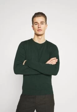 Pier One Basic Crewneck - Jersey De Punto - Mottled Dark Green