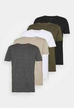 Pier One 5 Pack - Camiseta Básica - White/Dark Grey/Black -Tienda De Hombres Con Estilo c8b9f5cce9884e23aebd3711252e2349