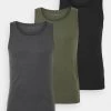 Pier One 3 Pack - Camiseta Interior - Black/Khaki/Mottled Dark Grey -Tienda De Hombres Con Estilo dcdf4f7f98684599b47537ac7ea160f4